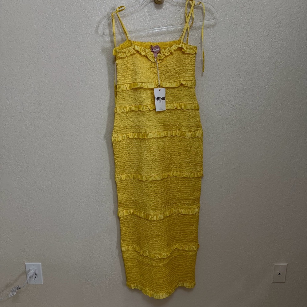 New show me your mumu Stella Smocked Dress size L - Picture 5 of 11